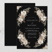 Schwarze große Winterhochzeit Einladung (Vorne/Hinten)
