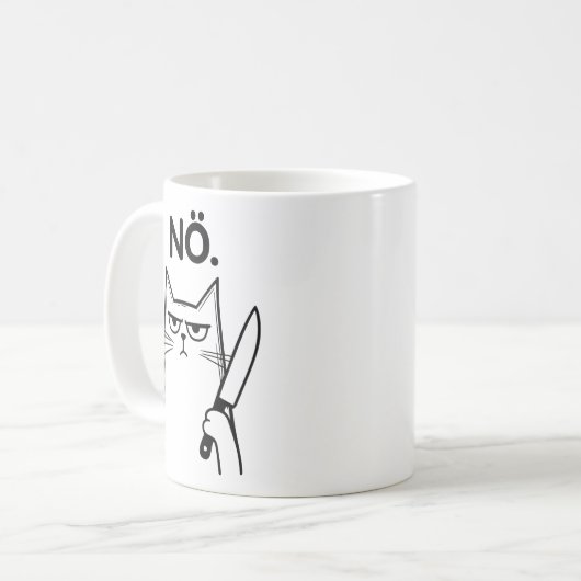 Schwarze Grumpe Cat Nope Funny Crew Kaffeetasse (Vorderseite Links)