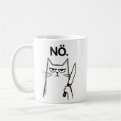 Schwarze Grumpe Cat Nope Funny Crew Kaffeetasse (Links)
