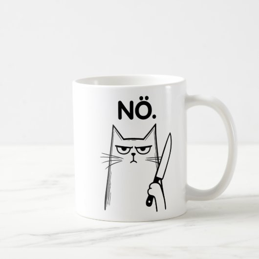 Schwarze Grumpe Cat Nope Funny Crew Kaffeetasse (Rechts)