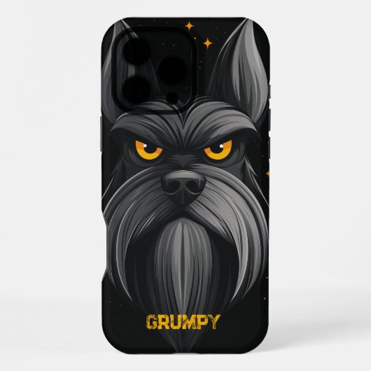 Schwarze Grumpy Schnauzer Portrait iPhone Hülle (Rückseite)