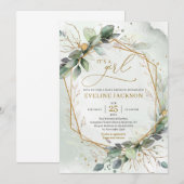 Schwarze grüne Blattgold geometrisch ist es ein Mä Einladung (Vorne/Hinten)