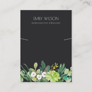 SCHWARZE GRÜNE FAUNA ERFOLGREICHE PEONY NECKLACE  VISITENKARTE
