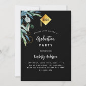 Schwarze Grüne Gold Cap 2025 Graduierungsparty Einladung (Vorderseite)