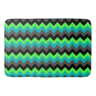 Schwarze grüne Ombre-Chevrons große Badematte