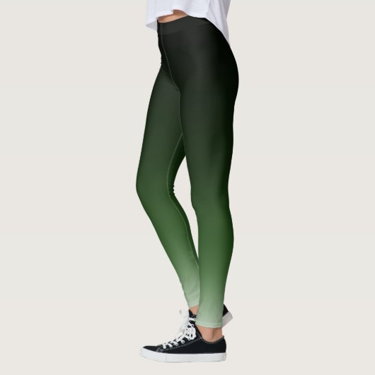 Schwarze grüne Ombre Steigung verblassen Leggings (Links)