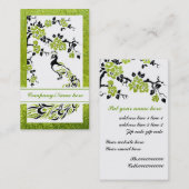 Schwarze, grüne Pfau- und Kirschblüten Visitenkarte (Vorne/Hinten)