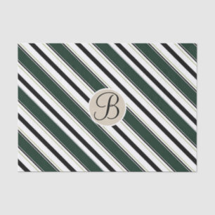 Schwarze grüne Streifen Kraft Monogramm Buchstabe Seidenpapier