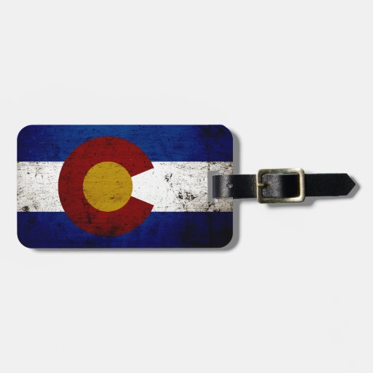 Schwarze Grunge-Colorado-Staats-Flagge Gepäckanhänger (Vorderseite horizontal)