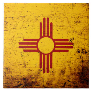 Schwarze Grunge-Flagge des Bundesstaates New Mexic Fliese