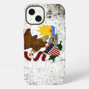 Schwarze Grunge-Flagge des Staates Illinois iPhone 13 Hülle