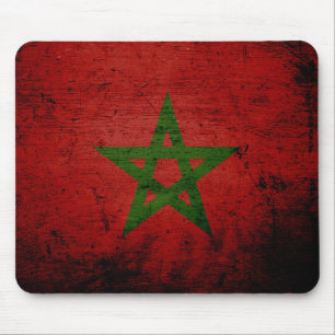 Schwarze Grunge-Flagge Marokko Mousepad