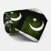 Schwarze Grunge-Flagge Pakistan Krawatte (Gerollt)