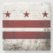 Schwarze Grunge-Flagge Washington DC Steinuntersetzer (Vorderseite)