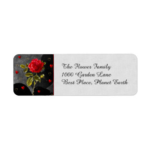 Schwarze Grunge-Herzen mit Roter Rose