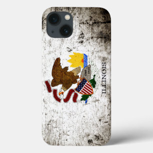 Schwarze Grunge-Illinois-Staats-Flagge Case-Mate iPhone Hülle