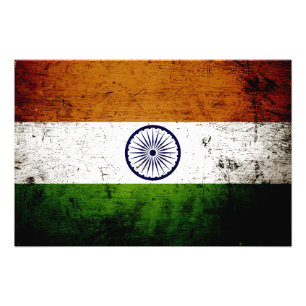 Schwarze Grunge-Indien-Flagge Fotodruck