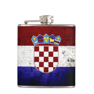 Schwarze Grunge-Kroatienflagge Flachmann