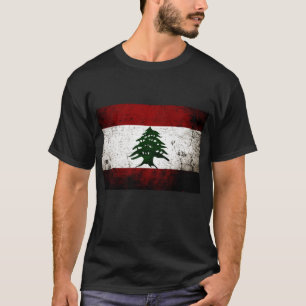 Schwarze Grunge Libanon-Flagge T-Shirt