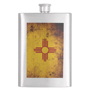 Schwarze Grunge-New-Mexiko Staats-Flagge Flachmann