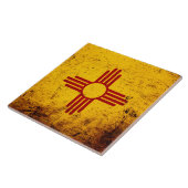Schwarze Grunge-New-Mexiko Staats-Flagge Fliese (Seite)