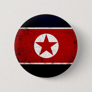 Schwarze Grunge Nordkorea Flagge 2 Button
