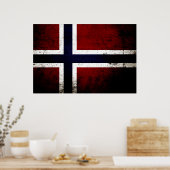 Schwarze Grunge Norwegische Flagge Poster (Küche)