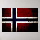Schwarze Grunge Norwegische Flagge Poster (Vorne)