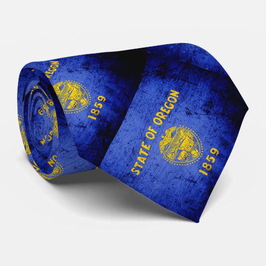 Schwarze Grunge-Oregon-Staats-Flagge Krawatte (Gerollt)