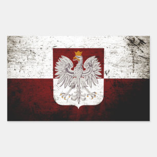 Schwarze Grunge Polen Fahne Rechteckiger Aufkleber