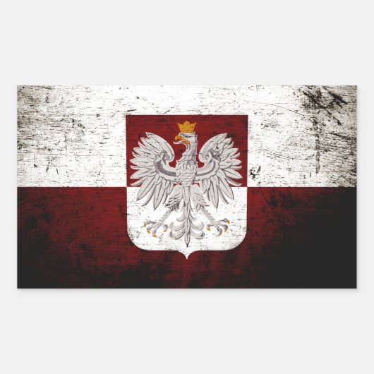 Schwarze Grunge Polen Fahne Rechteckiger Aufkleber (Vorderseite)
