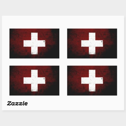 Schwarze Grunge Schweiz Flagge Rechteckiger Aufkleber (Blatt)