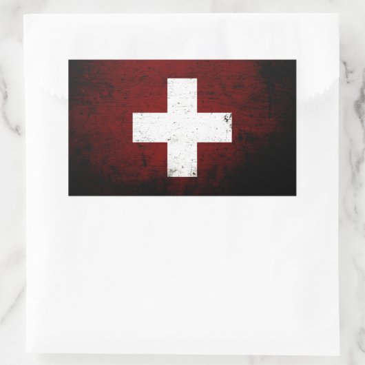 Schwarze Grunge Schweiz Flagge Rechteckiger Aufkleber (Tasche)