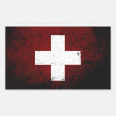Schwarze Grunge Schweiz Flagge Rechteckiger Aufkleber (Vorderseite)