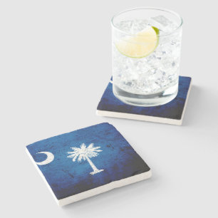 Schwarze Grunge-South- CarolinaStaats-Flagge Steinuntersetzer