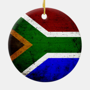 Schwarze Grunge Südafrika-Flagge Keramik Ornament