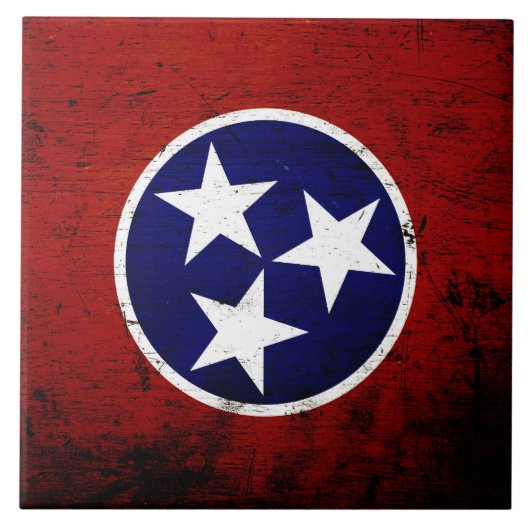 Schwarze Grunge-Tennessee-Staats-Flagge Fliese (Vorderseite)