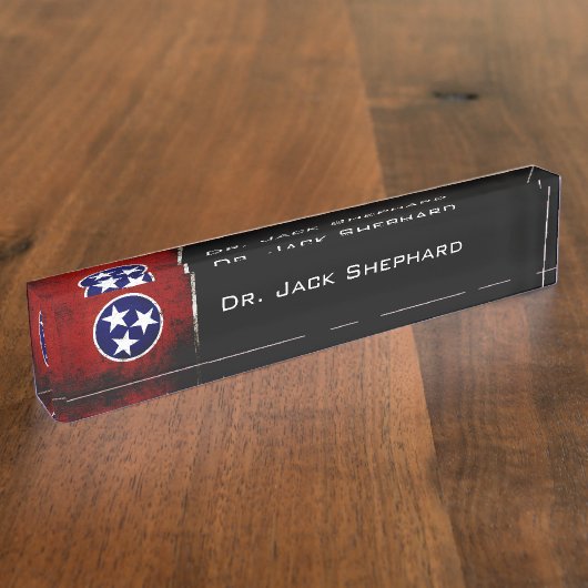 Schwarze Grunge-Tennessee-Staats-Flagge Namensplakette (Seite)