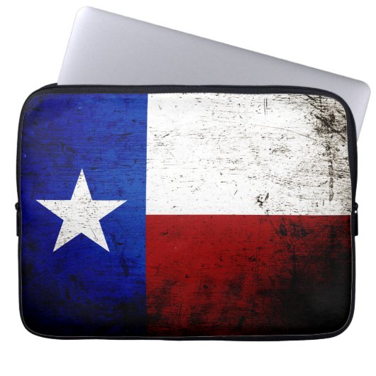 Schwarze Grunge-Texas-Staats-Flagge Laptopschutzhülle (Vorderseite)