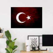 Schwarze Grunge Türkei-Flagge Poster (Heimbüro)