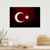 Schwarze Grunge Türkei-Flagge Poster (Küche)