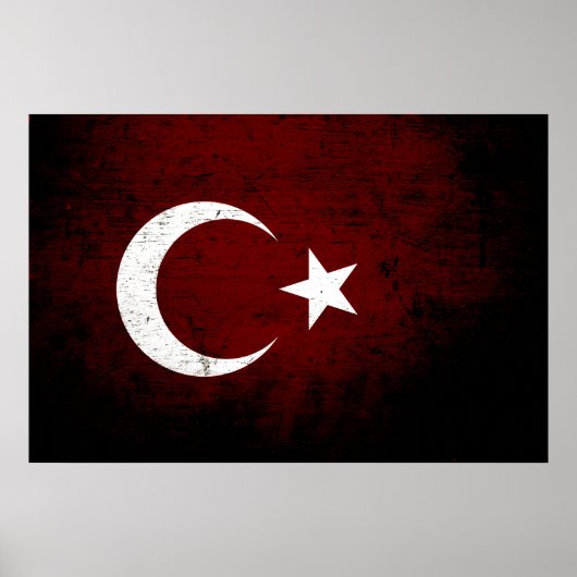 Schwarze Grunge Türkei-Flagge Poster (Vorne)