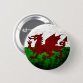Schwarze Grunge-Wales-Flagge Button (Vorne & Hinten)
