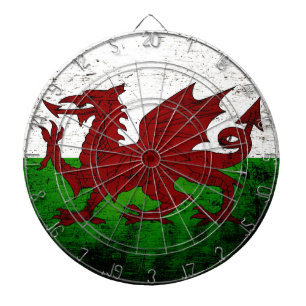 Schwarze Grunge-Wales-Flagge Dartscheibe