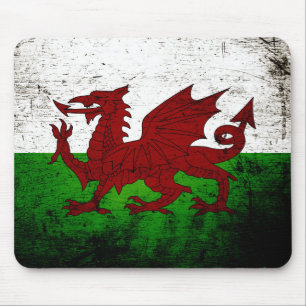 Schwarze Grunge-Wales-Flagge Mousepad