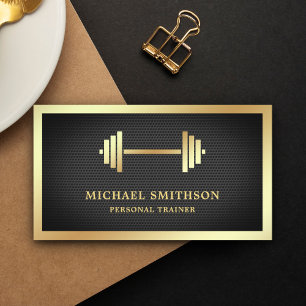 Schwarze Gummiummantelte Goldhantel Fitness Person Visitenkarte