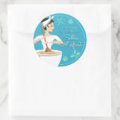 Schwarze Haar Frau Bäckerei aus der Küche Runder Aufkleber (Tasche)