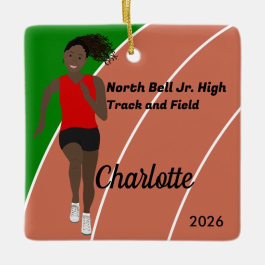 Schwarze Haarbahn und Feldmädchen in rotem Schwarz Keramikornament (Vorderseite)
