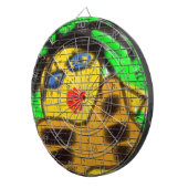 Schwarze Haare Bee Frau Graffiti Wand Malerei Grün Dartscheibe (Vorderseite rechts)