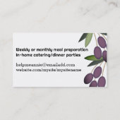 Schwarze Haare Koch Olivenöl Kochkarten Visitenkarte (Rückseite)